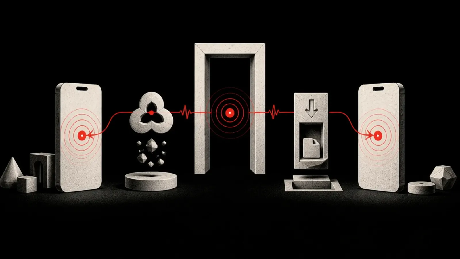 One Signal Red doorway divides into an Apple beta path and an Android beta path leading to two phones.