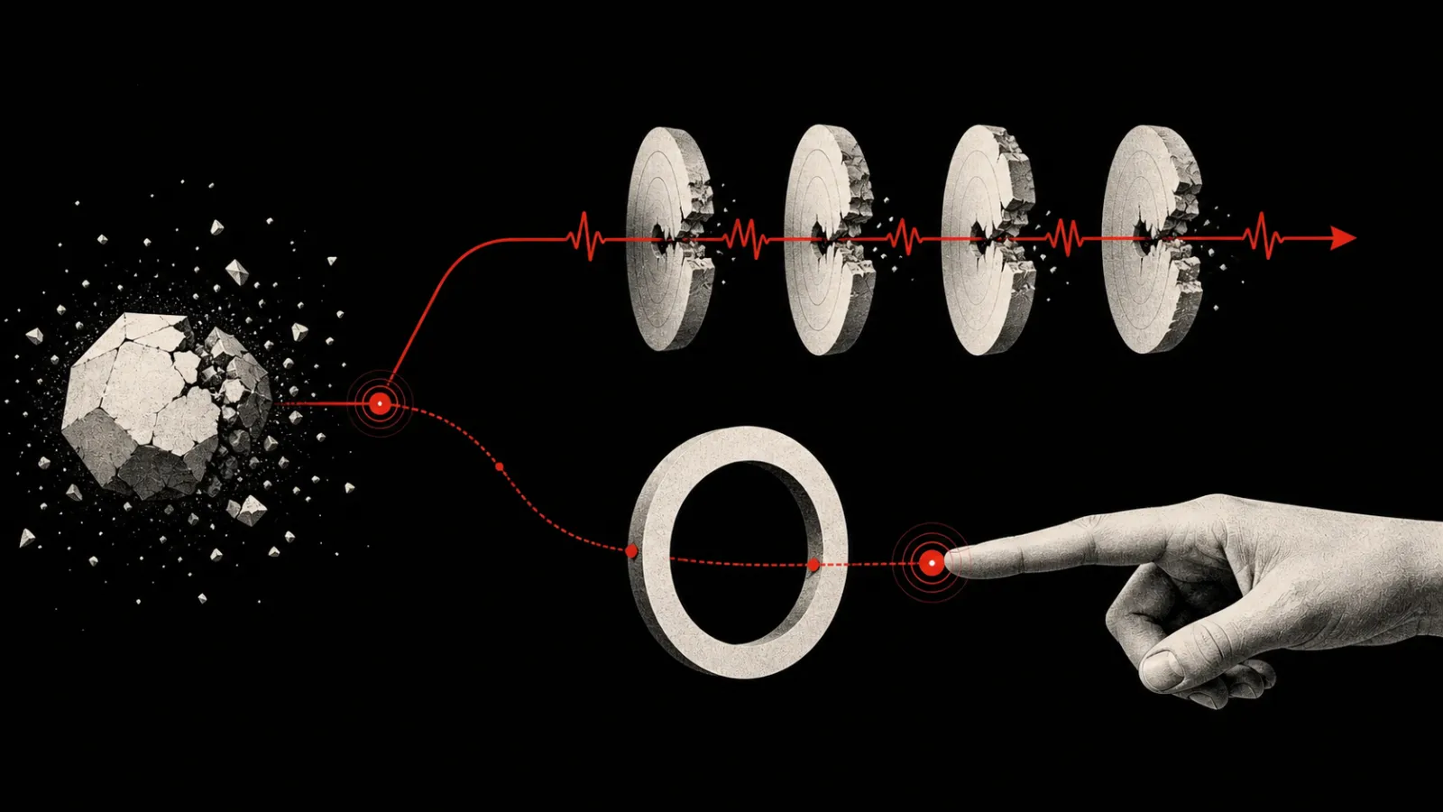 One Signal Red Ping divides into a path that breaks through barriers and a separate human response loop.