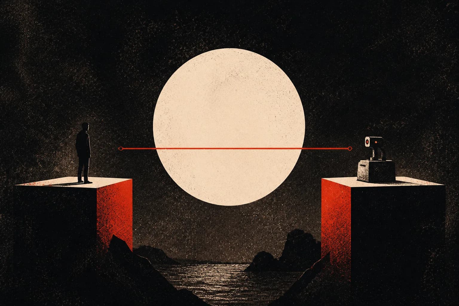 One phone and one software agent connected by a single red signal