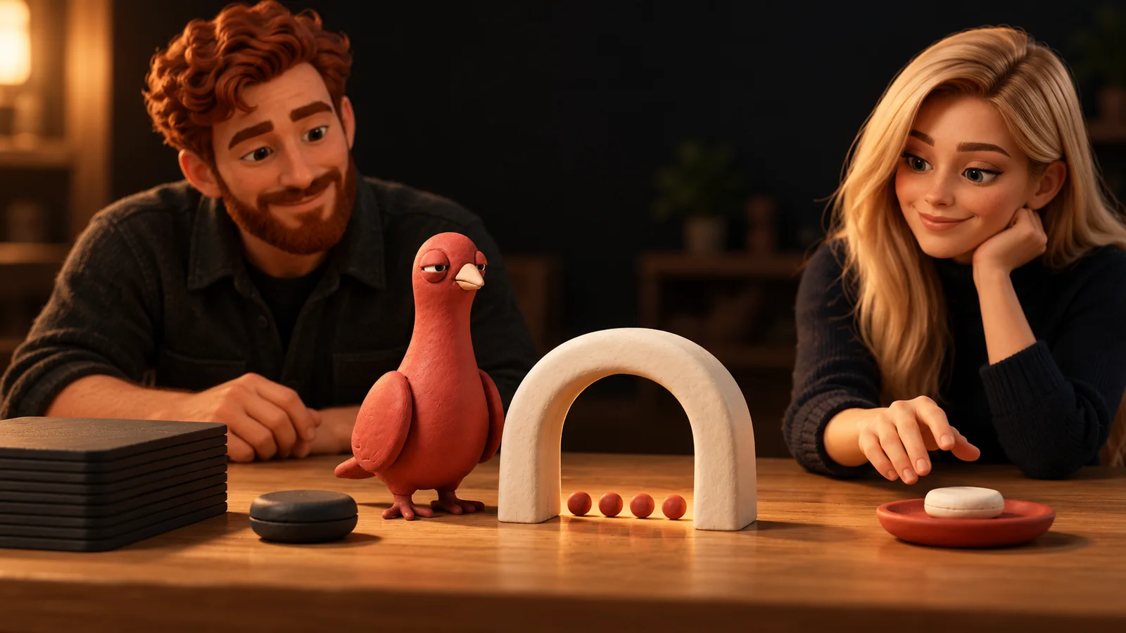 Two PingRoom avatars stand beside a small ivory verification gate while one sealed event token becomes a plain alert token and Pingo watches the larger issue stack remain closed.