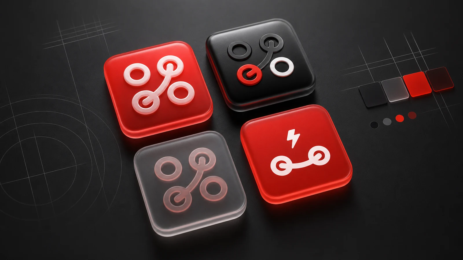 The PingRoom mark shown as full-color, dark, tinted, and PingRoom Agents material variants.